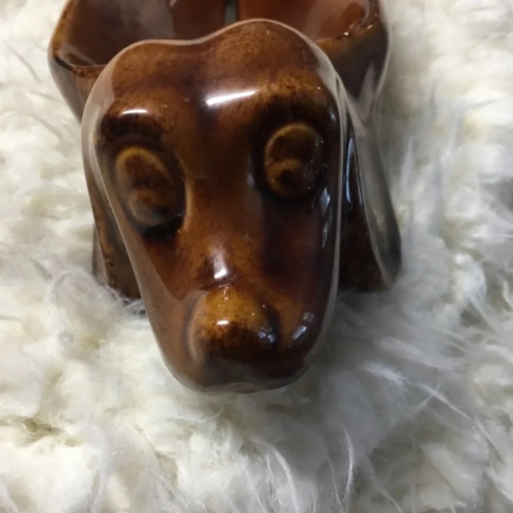 Vintage Art Pottery Ceramic Dachshund Trinket/Cracker/Olive Holder - Picture 7 of 7